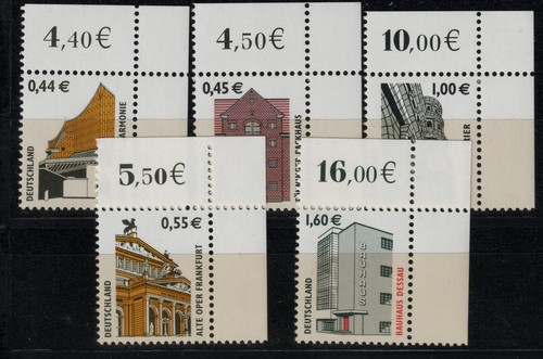 BRD Sehenswürdigkeiten Mi. - Nr. 2298 A - 2302 A Ecke oben rechts postfrisch