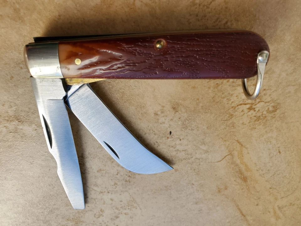 Vtg Imperial Prov RI USA Lineman Pocket Jack Knife 2 Blades 3 5/8" c1956-1988 - Image 2 of 4