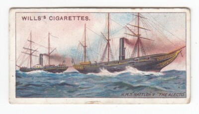 HMS Rattler (1843) & HMS Alecto (1839) Vintage 1911 Trade Card