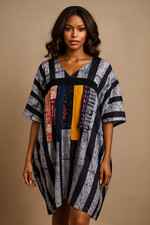 Women's African Nigerian tie  dye adire kaftan dress . one size fits most Bubu
