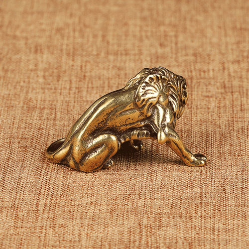 Brass Small Lion Figurines Statue Home Ornaments Animal Figurines Gift - Picture 3 of 4