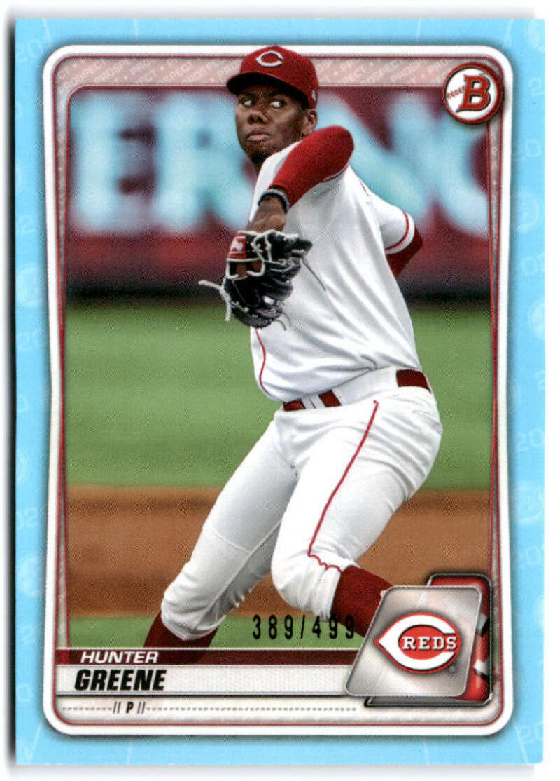 【4枚限定】 直書き toppsbowman HUNTER GREENE Hunter Greene 2020 1st Bowman Draft Sky Blue SP Parallel