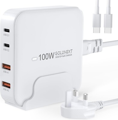 100W USB C Ladegerät 4-Port GaN Macbook Ladegerät Stecker Schnell Desktop Ladestation