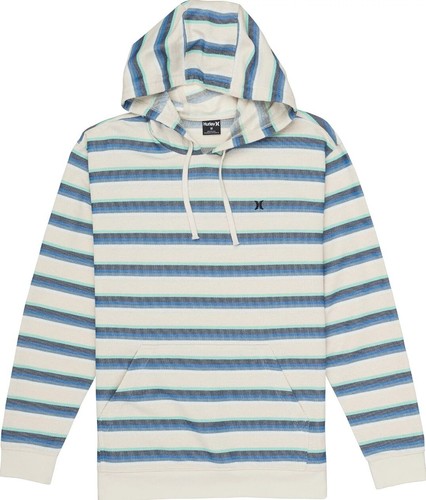 Hurley Men's OG Poncho Beach Striped Hoodie Sweatshirt Bone Blue Green - Picture 4 of 6