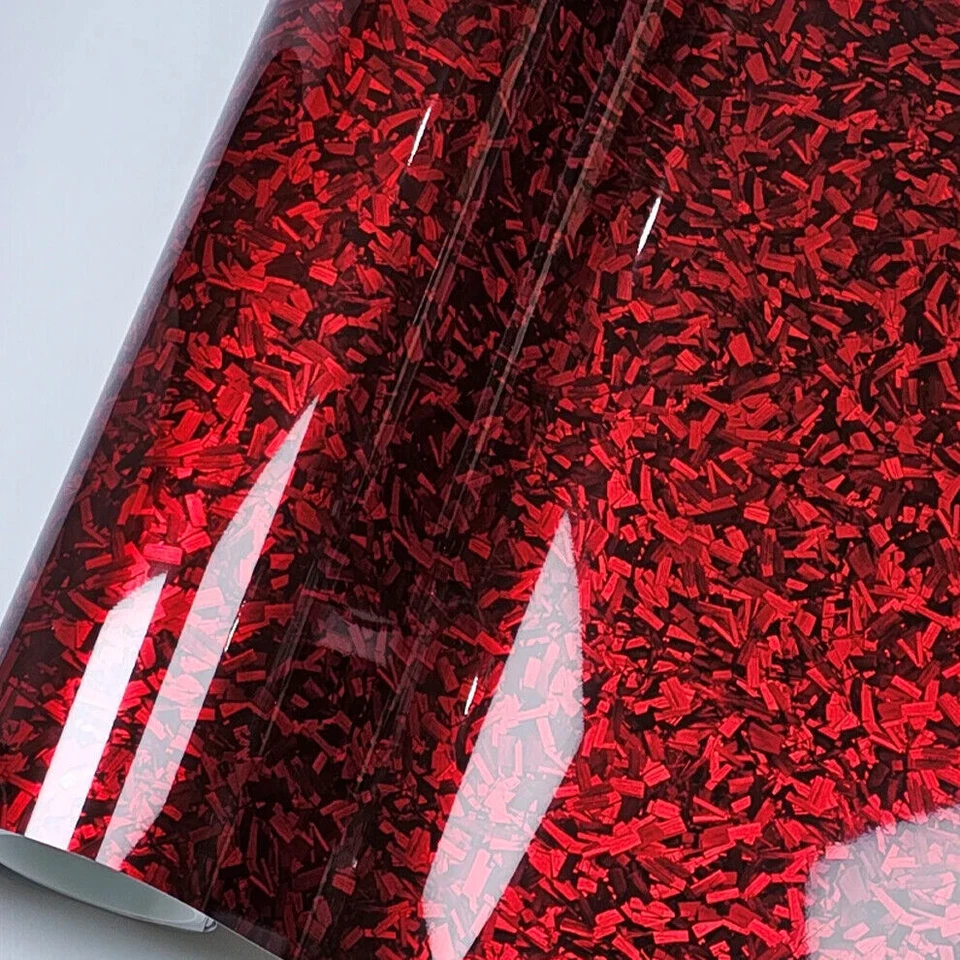 20cm*152cm High Glossy Red Forged Carbon Fiber Car Sticker Adhesive Vinyl Wrap - Image 3 of 4