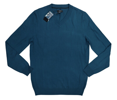 Alfani Merino Wool Blend Solid Color V-Neck Pullover Men's Sweater NWT Kale 