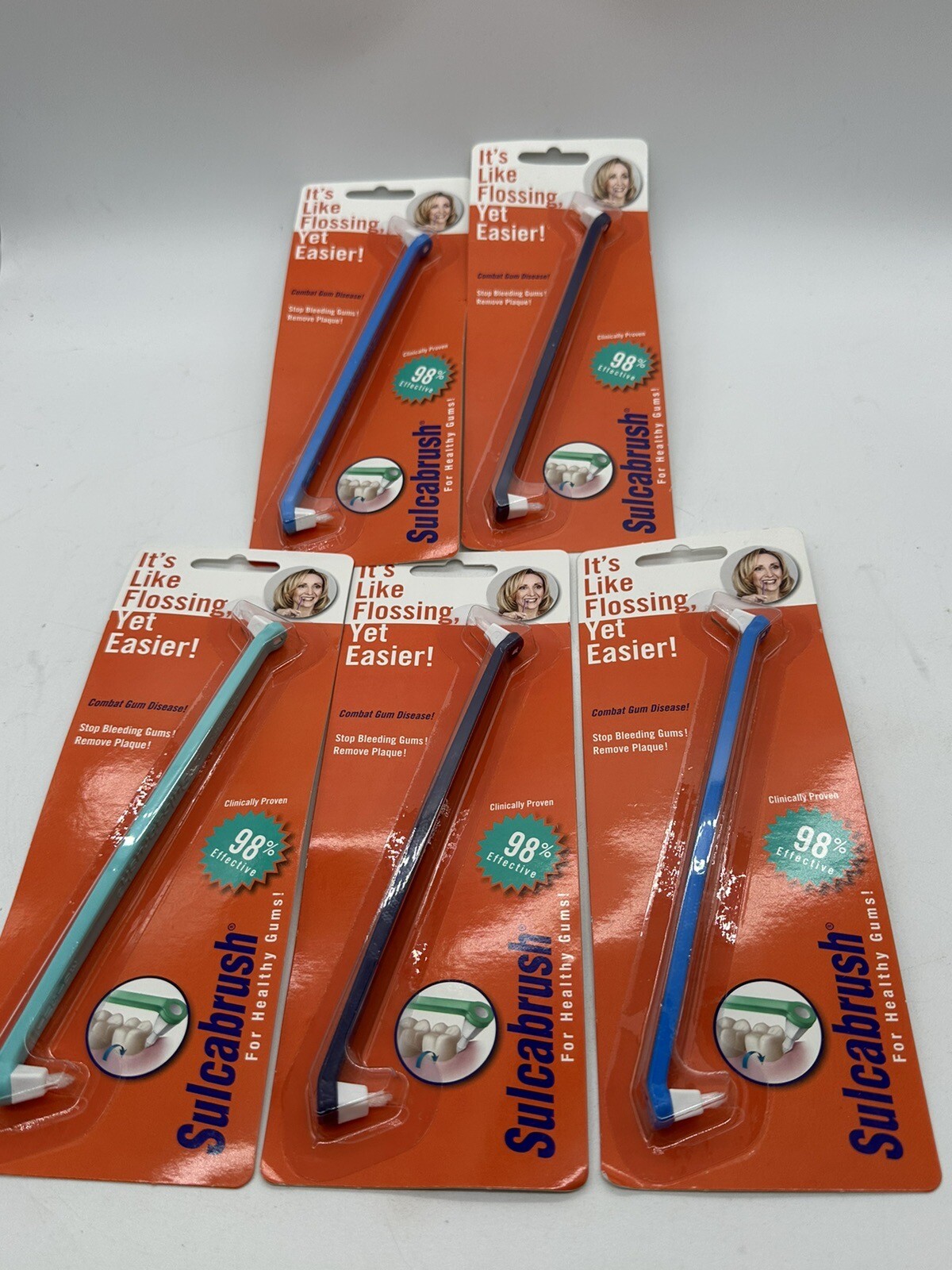5 Pack Sulcabrush Handle Flossing Brush Brand New Easy Floss Free