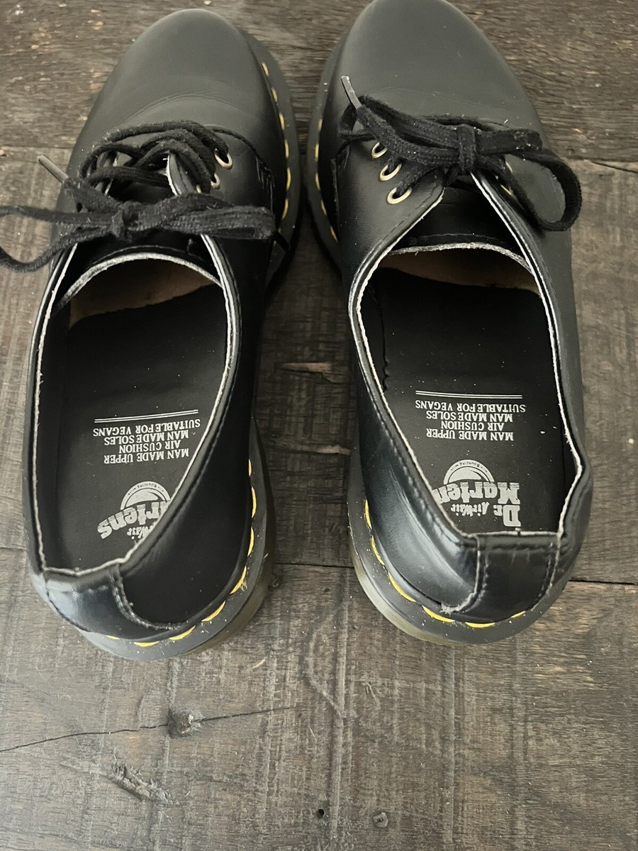 Dr. Martens 14046 Black Vegan Leather Lace Up 3-Eye Oxfords