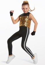 Weissman Gold Hip Hop Jazz Dance Costume Size LC 15469 What U Workin' With EUC