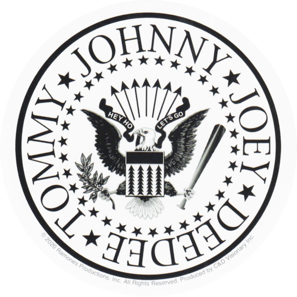 Sticker - Ramones Johnny Joey Deedee Tommy Eagle Round 4