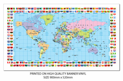 LARGE MAP OF THE WORLD POSTER (61X91CM) FLAGS WALL PRINT BRAND NEW | eBay