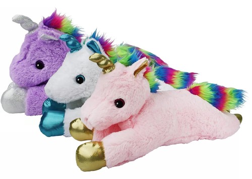 24 Zoll großes Hundespielzeug Jumbo Plüsch Einhorn Quietscher Regenbogen Mähnenschwanz Metallhorn - Bild 37 von 45