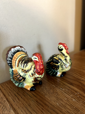 Vintage 1940s 1950s Figural Turkey Salt Pepper Shakers Made In