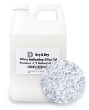 1/2 Gallon(3.6 LBS) "Dry & Dry" High Quality White Silica Gel Desiccant Beads 