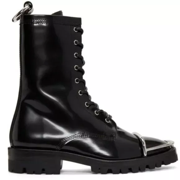 Alexander Wang Kennah Black Spazzlolatto Combat Boots, Excellent Condition,  6 | eBay