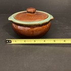 Vintage MCM Country Fare Zanesville Pottery Aqua & Brown Drip Bean Pot Small  — photo 6