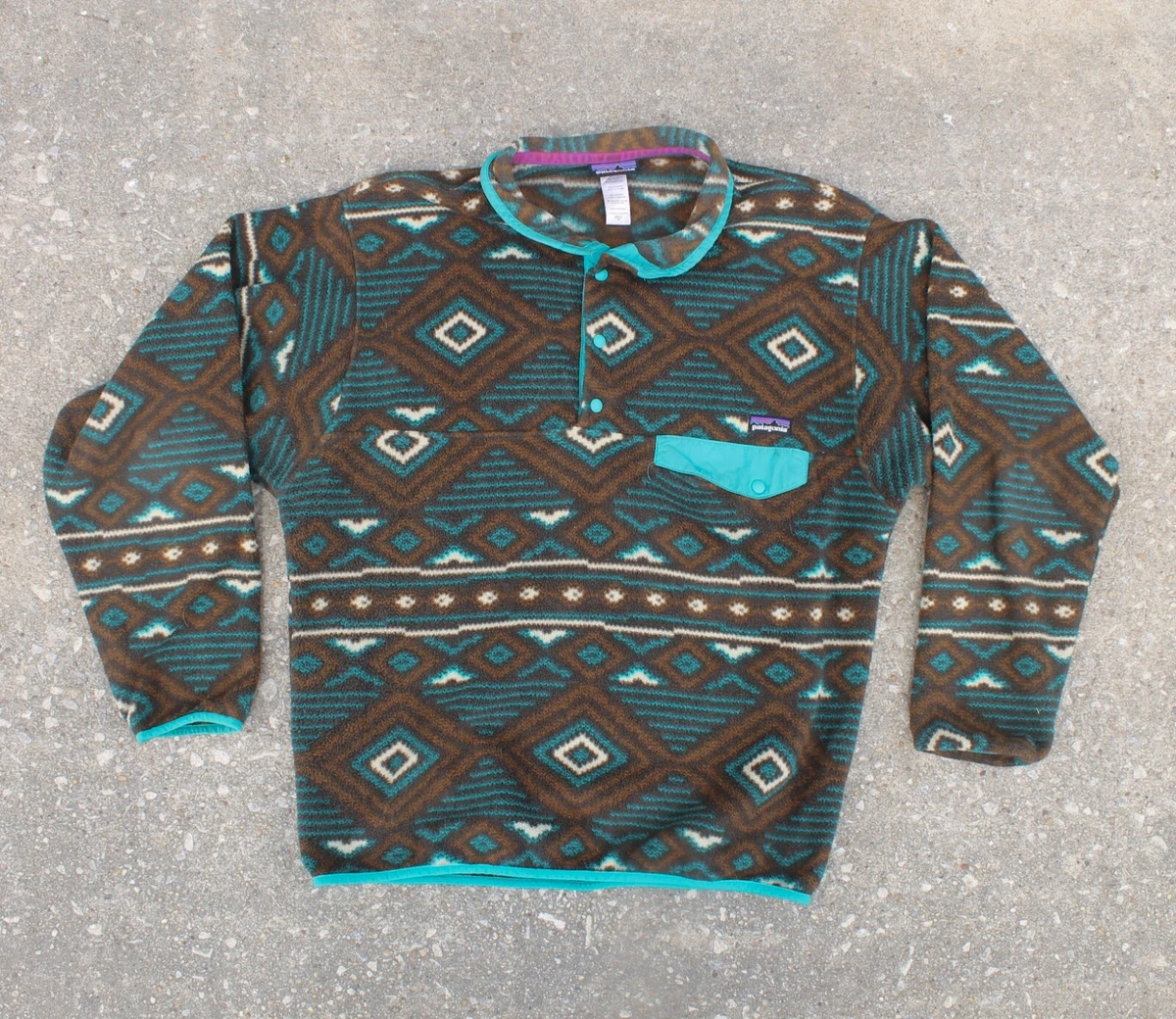 Patagonia Synchilla Aztec Southwest Snap T Fleece Flap Pocket Jacket Size Medium