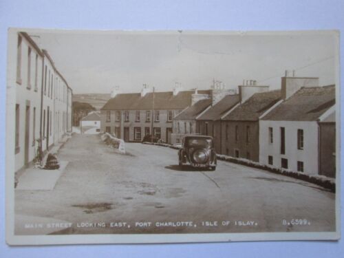 Main Street Port Charlotte Isle of Islay Real Photo Vintage Postcard K33 - Afbeelding 1 van 2