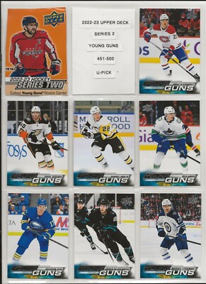 2022-23 Upper Deck Hockey YOUNG GUNS Singles 451-500 U-Pick - Complete Your Set