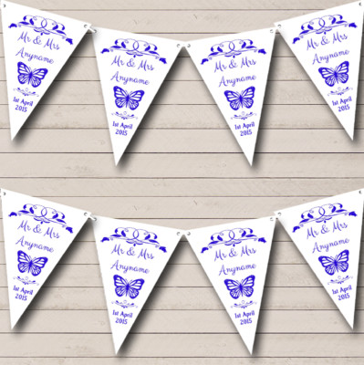 Party Banner Wimpelkette Schmetterling blau personalisiert Hochzeitslocation oder Empfang