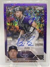 2023 Topps Chrome Brian Serven Purple Speckle Auto RC Rockies /299 Color Match