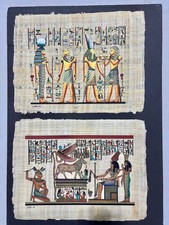 Set of 2 Vintage Egyptian Papyrus Paper Handmade Painting 17  x 12  each