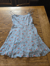 Reformation Sarah Mini Dress in blue cherry print sz 2