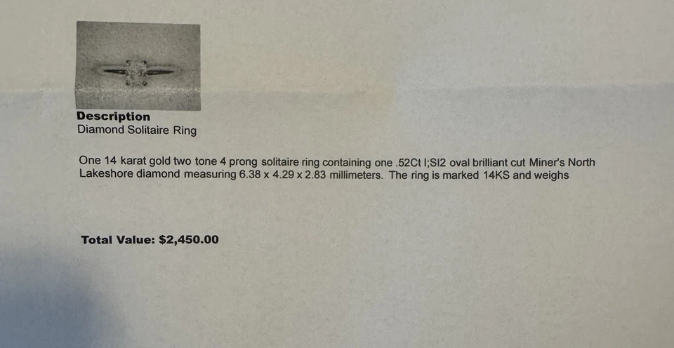 Anillo de compromiso solitario de oro de 14k de dos tonos y 4 puntas diamante a orillas de lago 0,52 quilates Foto 4 de 4