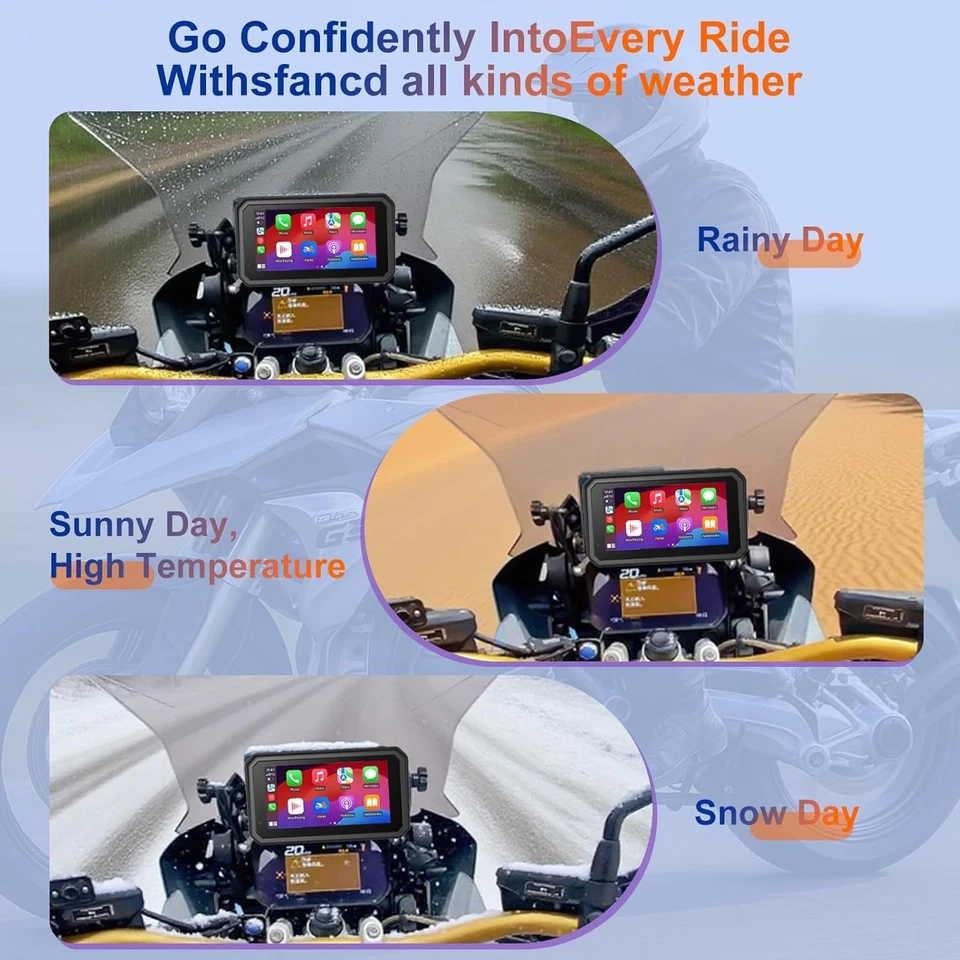 6" BMW Motorcycle CarPlay Android Auto IP67 Waterproof GPS Navigation Bluetooth - Image 4 of 4