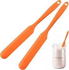 2Pcs Silicone Jar Spatula,9 Inch Jam Spreader for Peanut Medium size, Orange