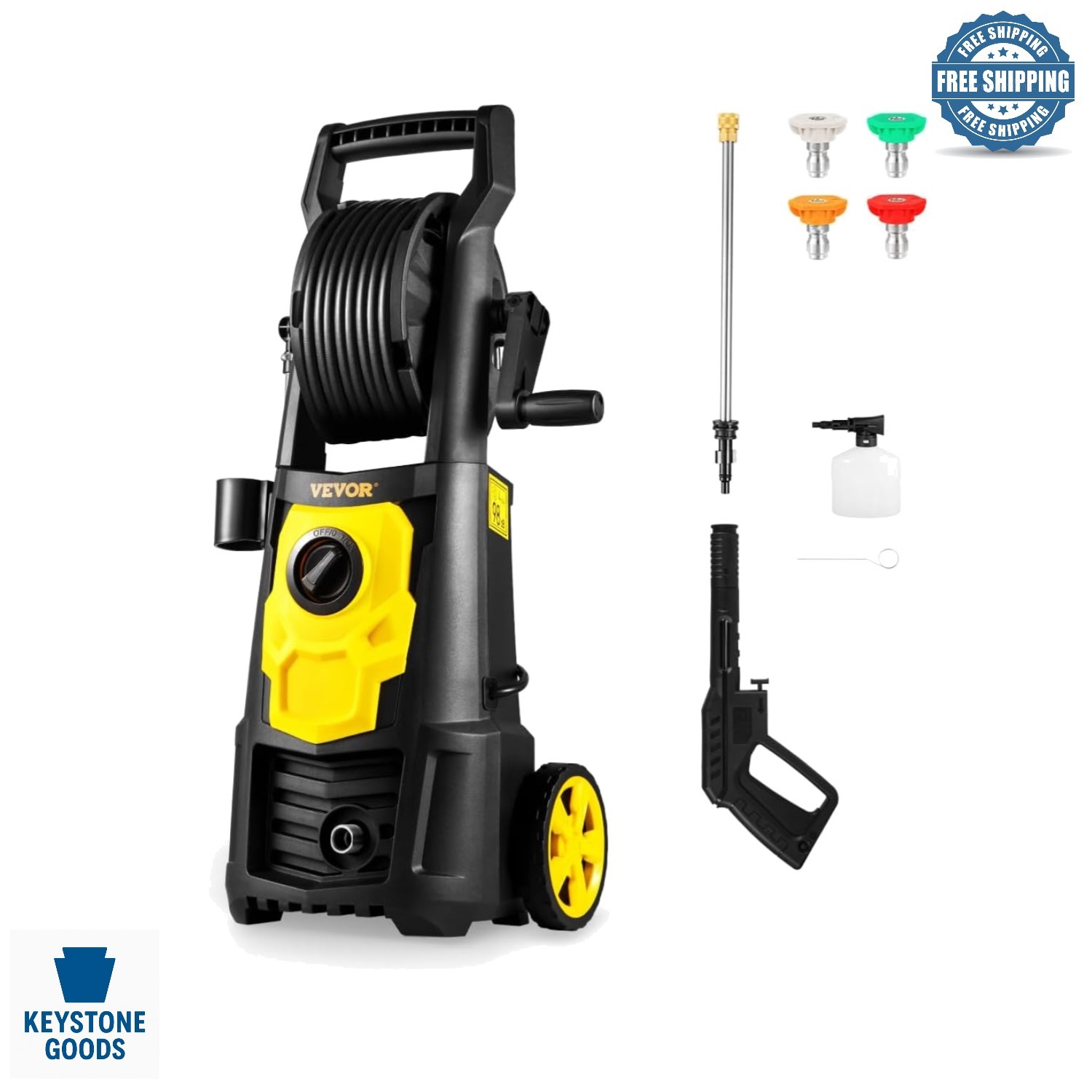 Portable Electric Pressure Washer 2000 PSI with Hose & Nozzles for Car & Home...