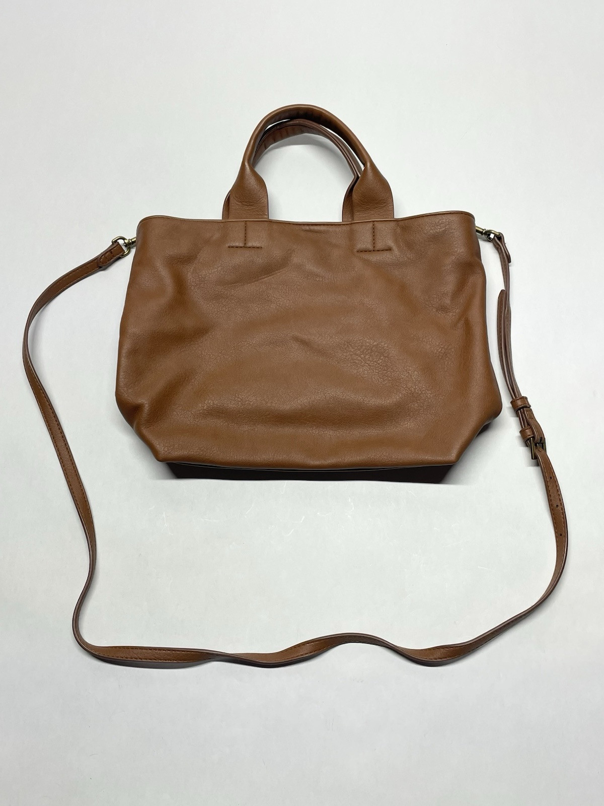 Brown Faux Leather Soft Satchel Crossbody Hand Bag Purse Boho Neutral Travel