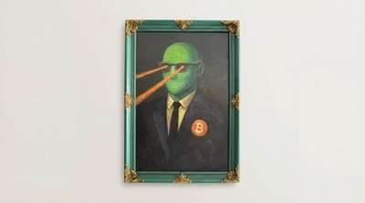 Laser Eyes - Original, Framed, One-of-a-Kind, Oil Painting (Oil on Canvas)