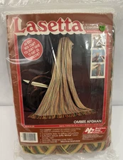 VTG Sealed National Yarn Crafts Lasetta Ombre Afghan Knit Weaving Kit Blanket