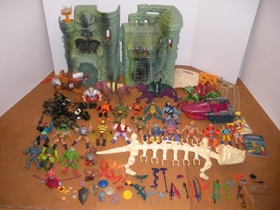 Huge Lot Vintage MOTU He-Man Figures, Castle, Weapons, Accessories Original Find