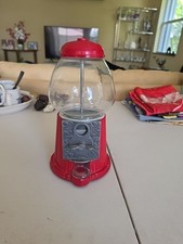 VINTAGE CAROUSEL SMALL 9" BUBBLE GUM DISPENSER/COIN BANK METAL & GLASS WORKS EXC