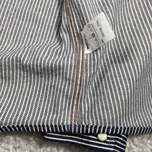 Iron Heart Shirt Mens Large 12 oz Hickory Stripe Western Pearl Snap Indigo - Picture 8 of 15