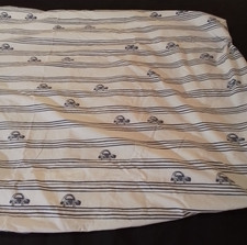 Pottery Barn Kids Wilder Cars Crib/Toddler Bed Fitted Sheet White Blue Stripes