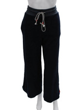 Sundry Women Blue Solid Drawstring Cotton Sweatpants Size L