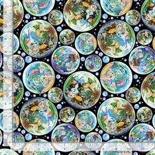 Feline Drive Fabric FELINE FANATIC Cats Fishbowls - Fat Quarter 18"x22" FQ