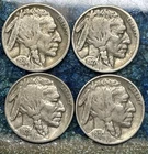 FOUR BUFFALO NICKELS   1924  1927  1928  1930  LOT OF 4 COINS  INDIAN HEAD