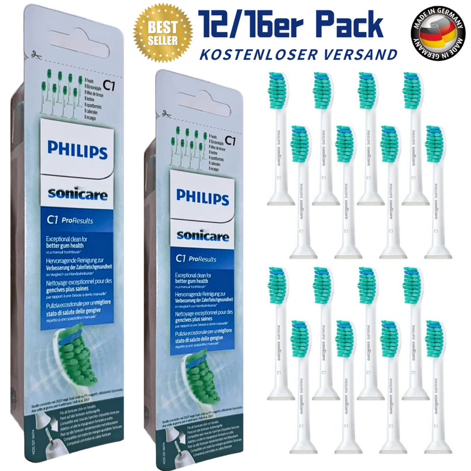 Pack de 12/16 cepillos de dientes estándar Philips Sonicare C1 ProResults
