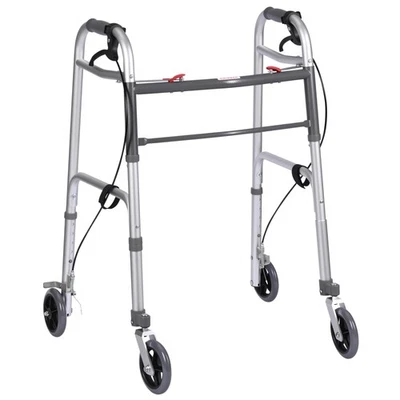 Aiorber Faltbarer Gehwagen mit 4 Rädern und Handbremsen aus Aluminium, Rollator