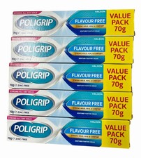 Image of Poligrip Flavour Free Value PACK Denture Fixative Cream |Expiry 2026| 5 x 70g