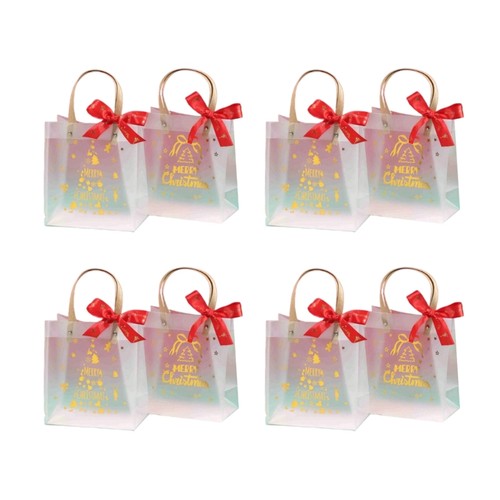Pack Of 8 Transparent Christmas Gift Bags Storage Pouches for Holiday Presents - Picture 3 of 10