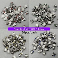 50pcs/bag Dental Orthodontic Metal Brackets Braces Standard MBT 022 Slot 3 hook