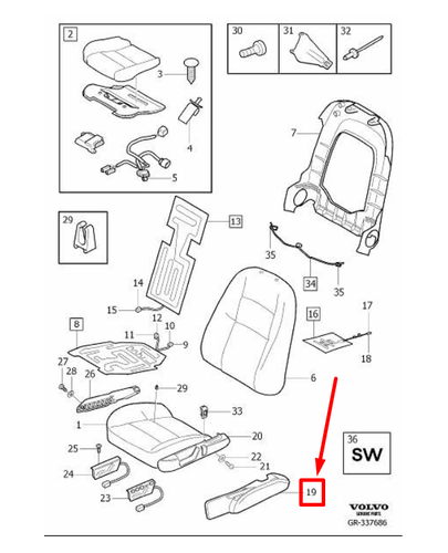 VOLVO XC90 MK1 Front Left Side Seat Panel 39876060 NEW GENUINE - Picture 6 of 6