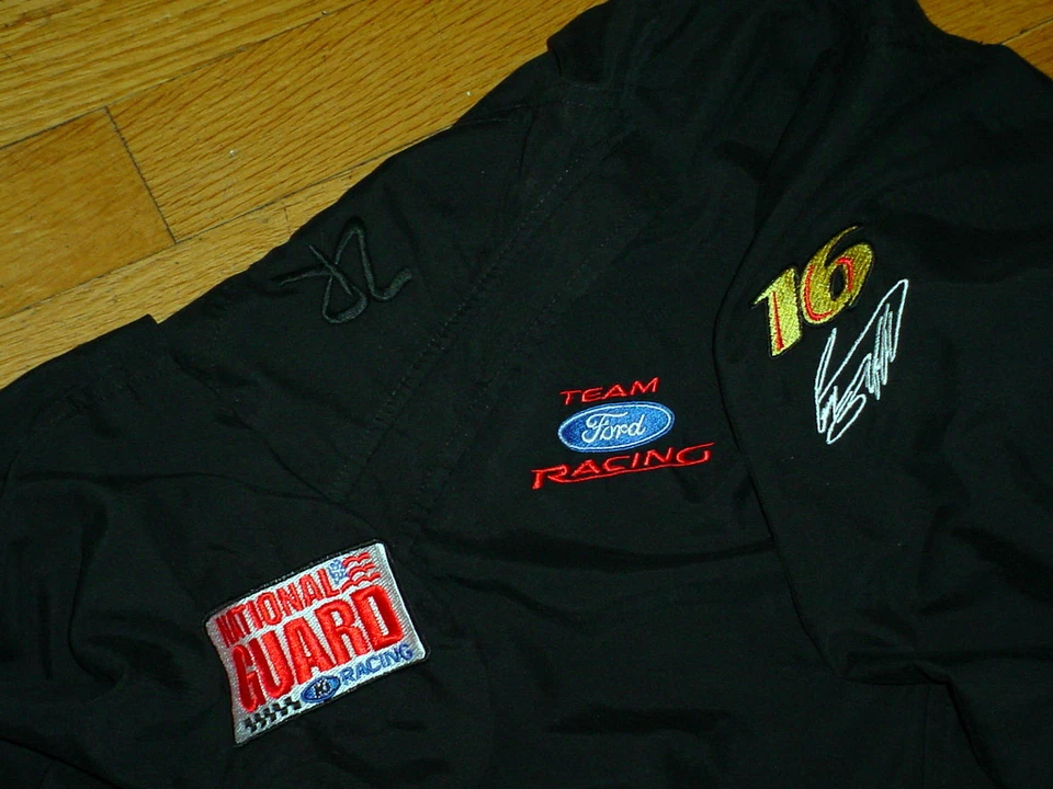 VINTAGE Women's NASCAR FORD RACING GREG BIFFLES #16 Crew Jacket L  Authentic - Image 2 of 4