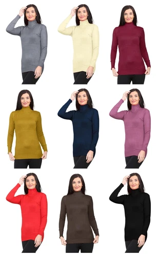 New Ladies Polo High Neck Long Sleeve Casual Warm Knitted Jumper UK Size 8-14