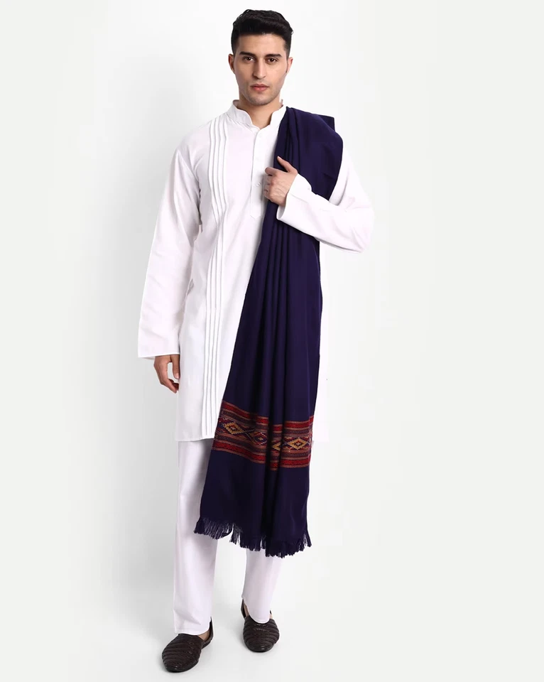 Mantón indio tradicional de lana Kullu para hombre estola cachemira Jamawar envoltura pashmina Foto 2 de 4